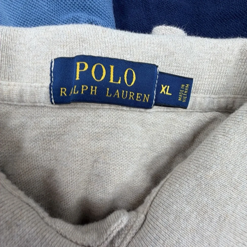Lot‎ of x3 Polo Ralph Lauren Classic Fit Blue/Beige Polos Men's XL Embroidered